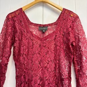 Vtg 90s Nostalgia Lace Maxi Dress Women Small Burgundy Whimsigoth Boho Floral‎